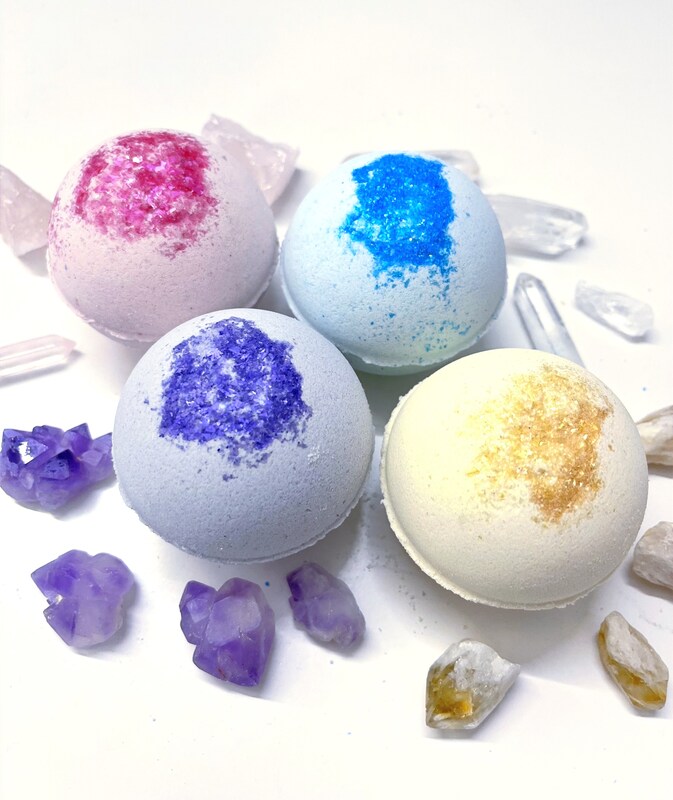 Crystal Bath Bombs - hemp bath bomb - surprise bath bomb - shea bath bomb - bath bombs - crystals